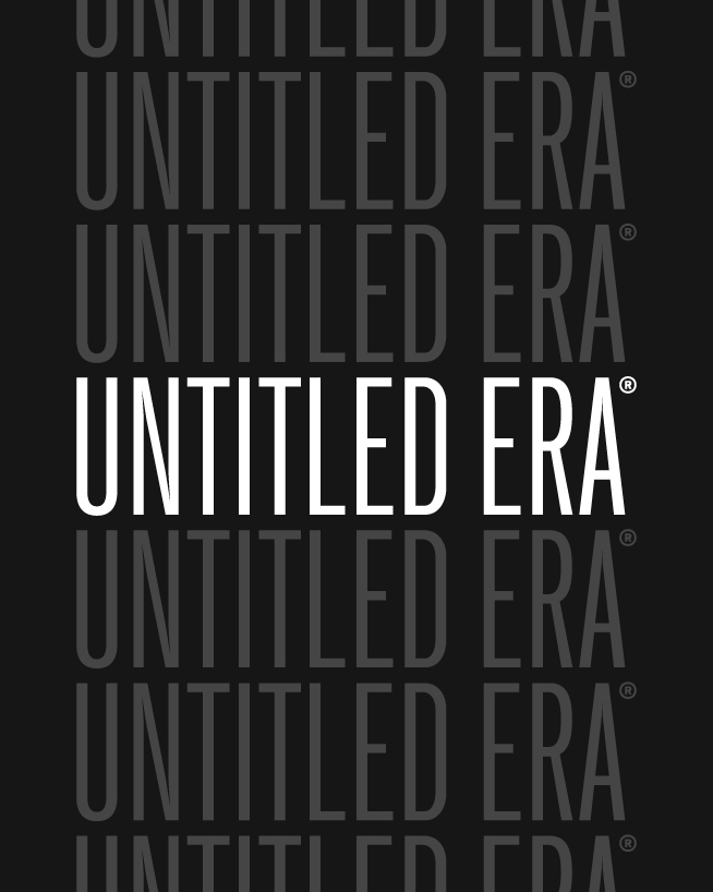 A logo of Untitled Era in white and repeated in grey above and below it.